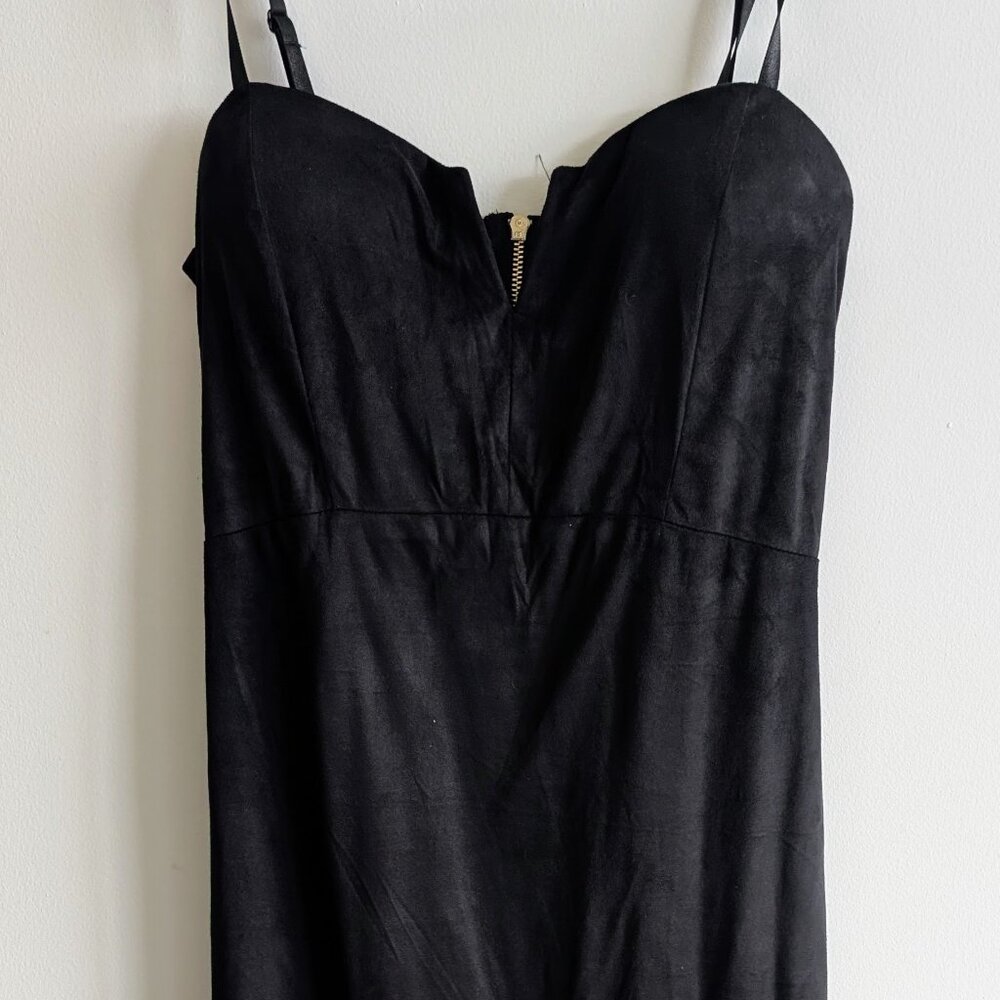 MIssguided Black Faux Suede Slip Dress